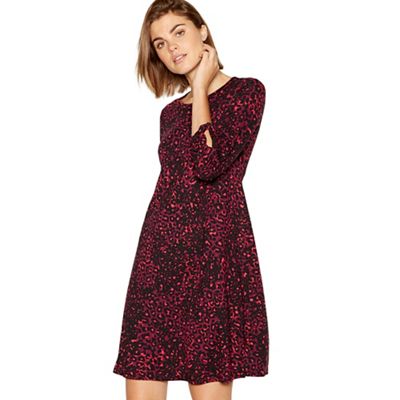 The Collection - Wine red animal print mini swing dress