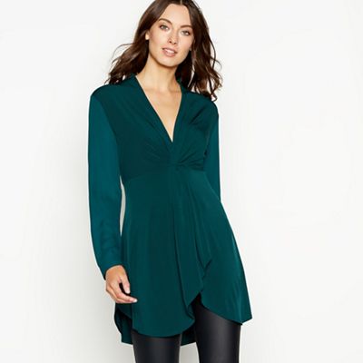 The Collection - Bottle green twist front mini tunic dress