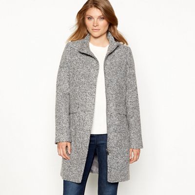 The Collection - Grey boucle collarless coat