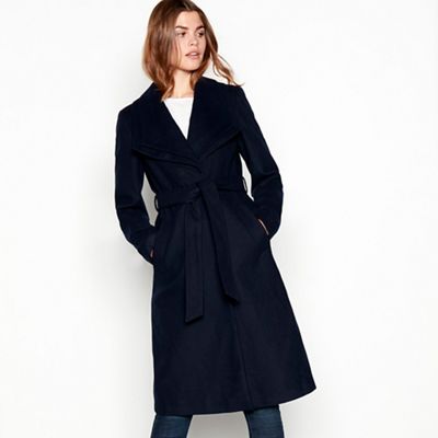 The Collection - Navy double collar belted coat