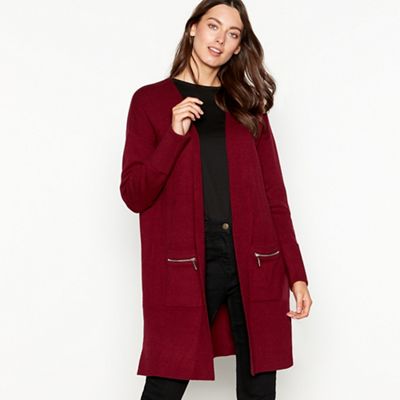 The Collection - Plum zip pocket long sleeve coatigan