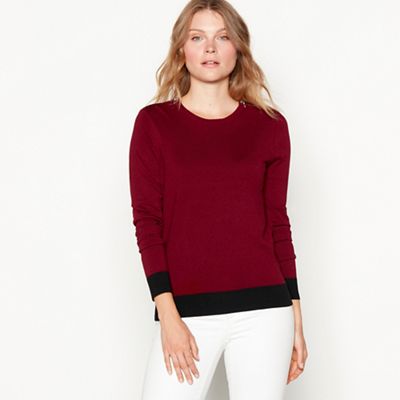 The Collection - Plum zipped shoulder long sleeve jumper