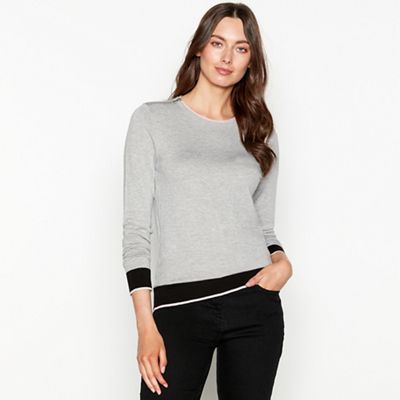 The Collection - Grey zipped shoulder long sleeve jumper