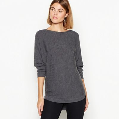 The Collection - Light grey batwing ribbed knit long sleeve jumper