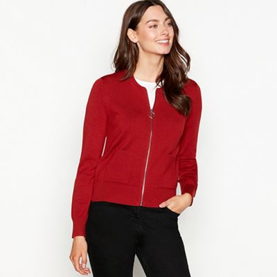 The Collection - Dark orange zip through long sleeve cardigan