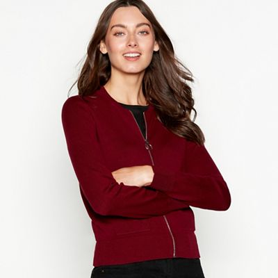 The Collection - Plum zip through long sleeve cardigan