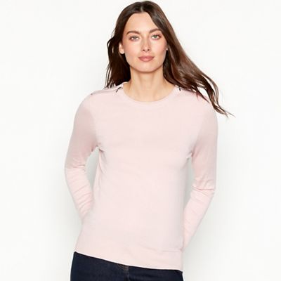 The Collection - Light pink zipped shoulder long sleeve jumper