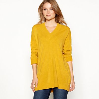 The Collection - Dark yellow supersoft V-neck long sleeve jumper