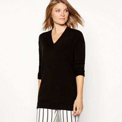 The Collection - Black supersoft V-neck long sleeve jumper
