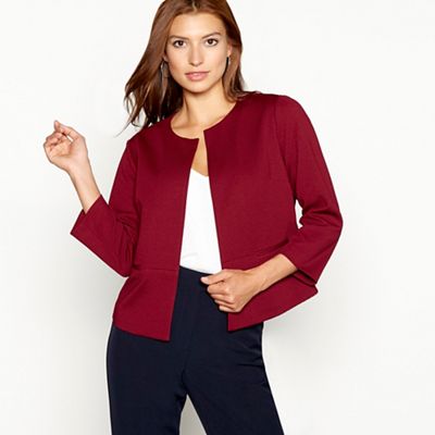 The Collection - Dark red textured boxy jacket