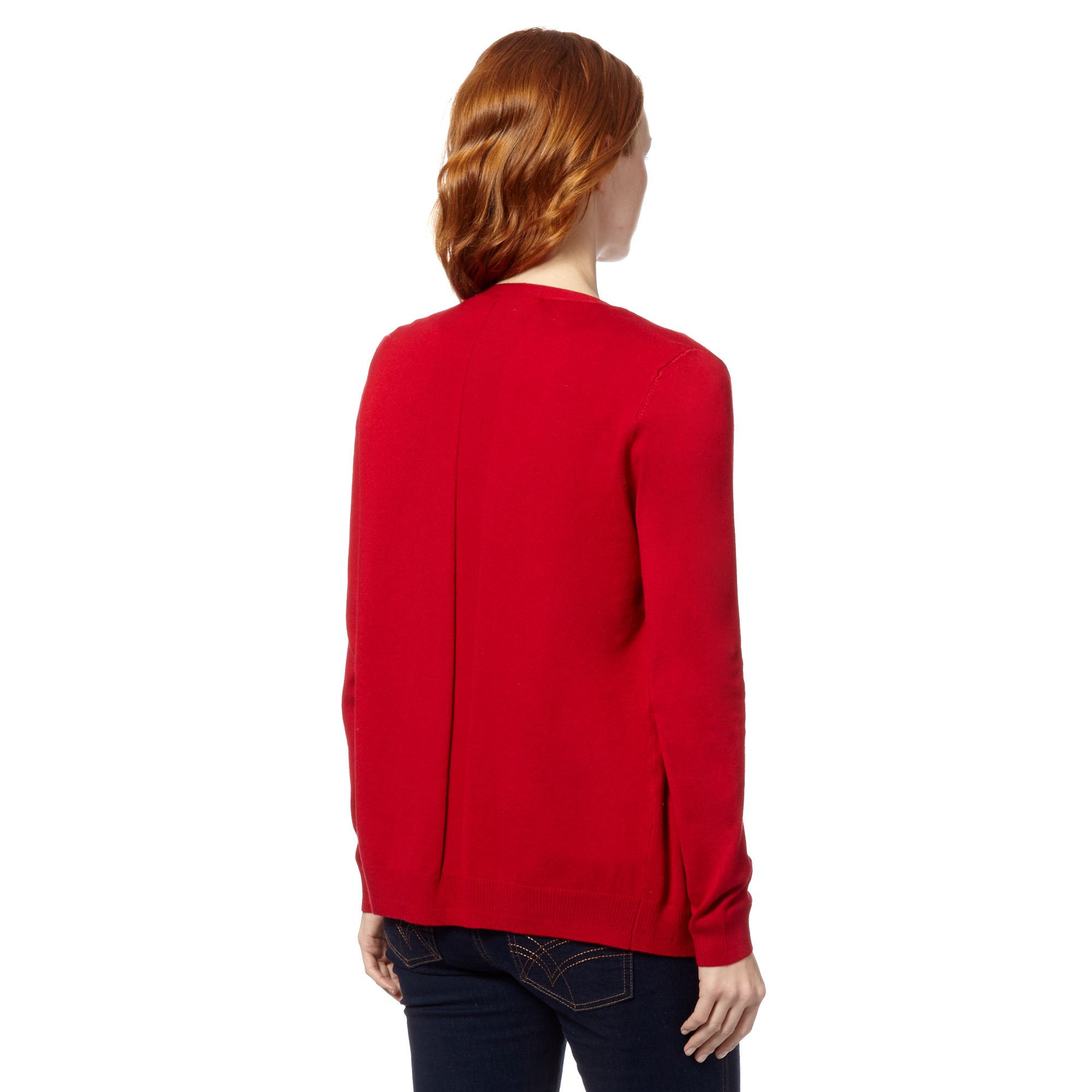 The Collection Womens Red Open Zip Pocket Cardigan From Debenhams