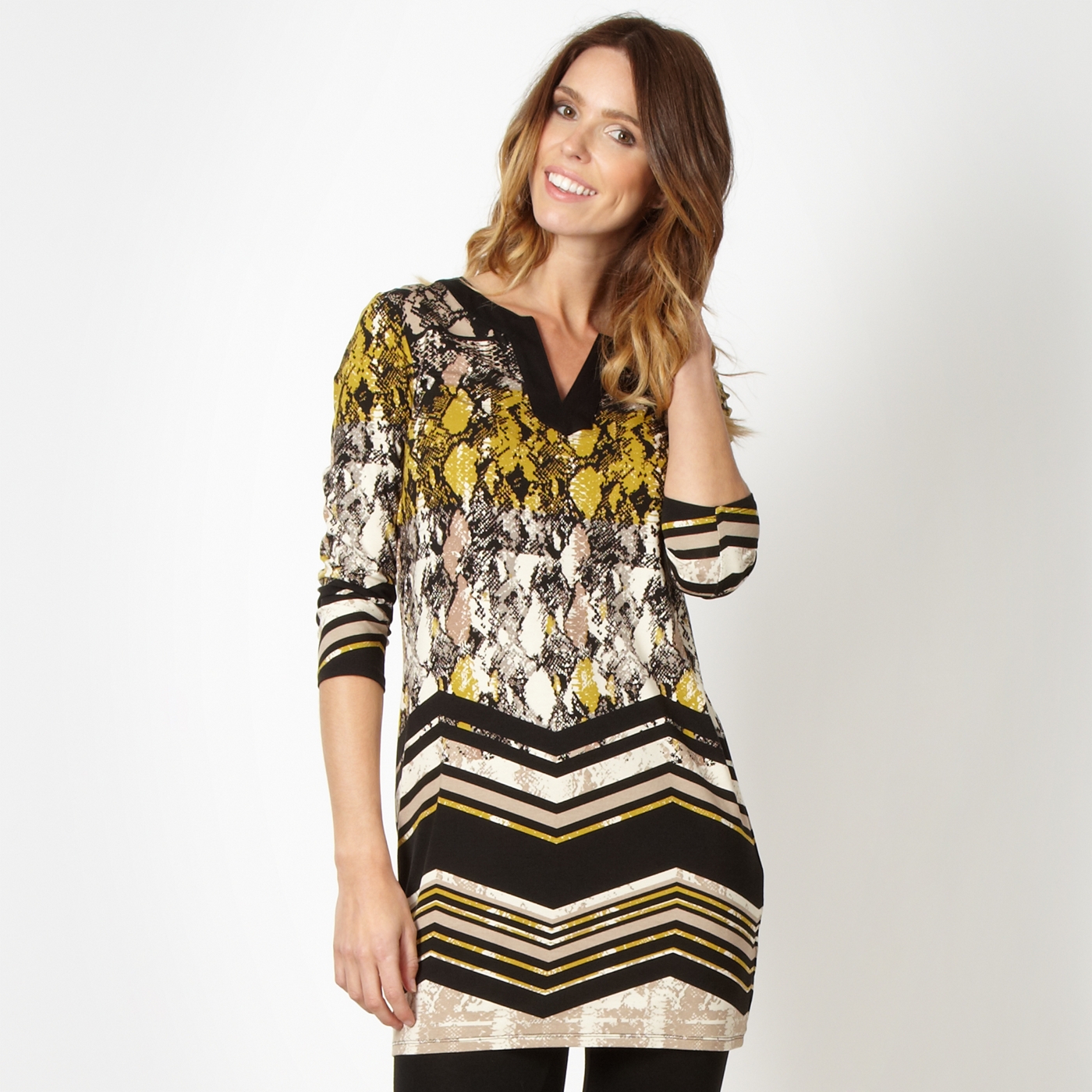 Principles by Ben de Lisi Designer lime snakeskin jersey tunic