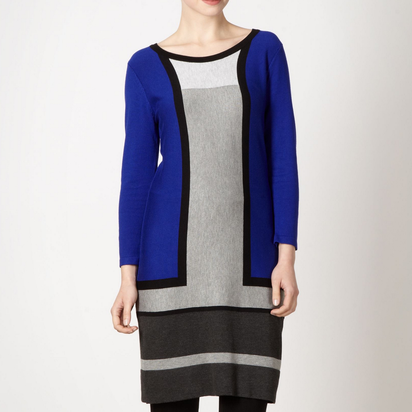 Principles by Ben de Lisi Designer royal blue colour block knitted tunic dress