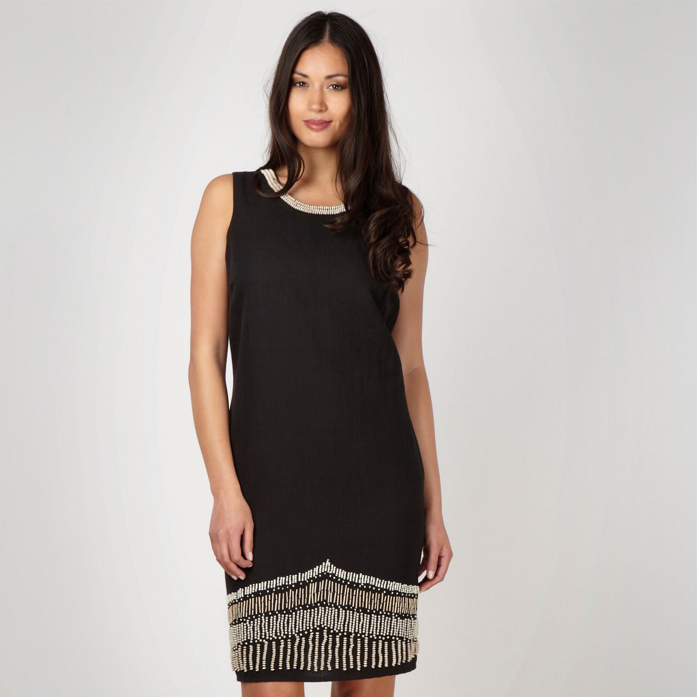 Principles by Ben de Lisi Designer black beaded tunic cocktail dress