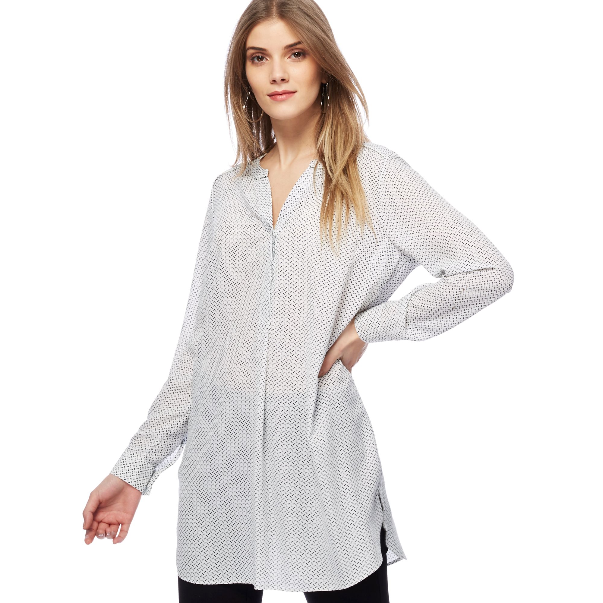 Principles Womens White Spotted Longline Shirt From Debenhams Size | eBay