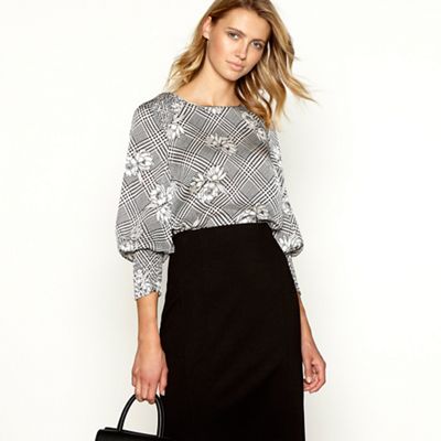 Principles - Ivory dogstooth check print top