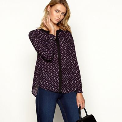Principles - Plum geometric print chiffon blouse