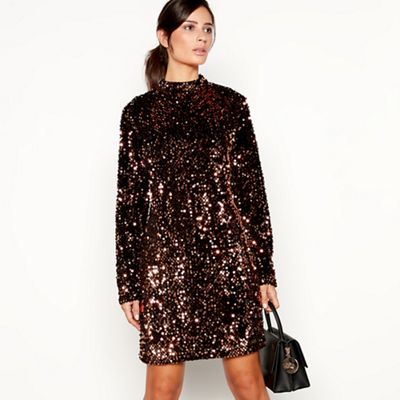 Principles - Bronze sequin mini shift dress