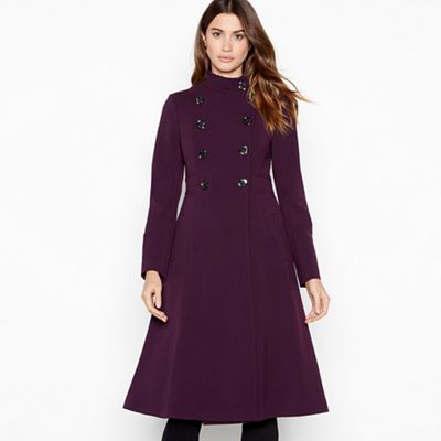 Principles - Purple funnel neck fit 'n' flare coat