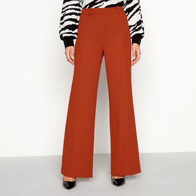 Principles - Dark tan high waisted 'Tobacco' wide leg suit trousers