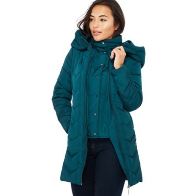 Principles Petite - Dark green double layered chevron padded petite coat