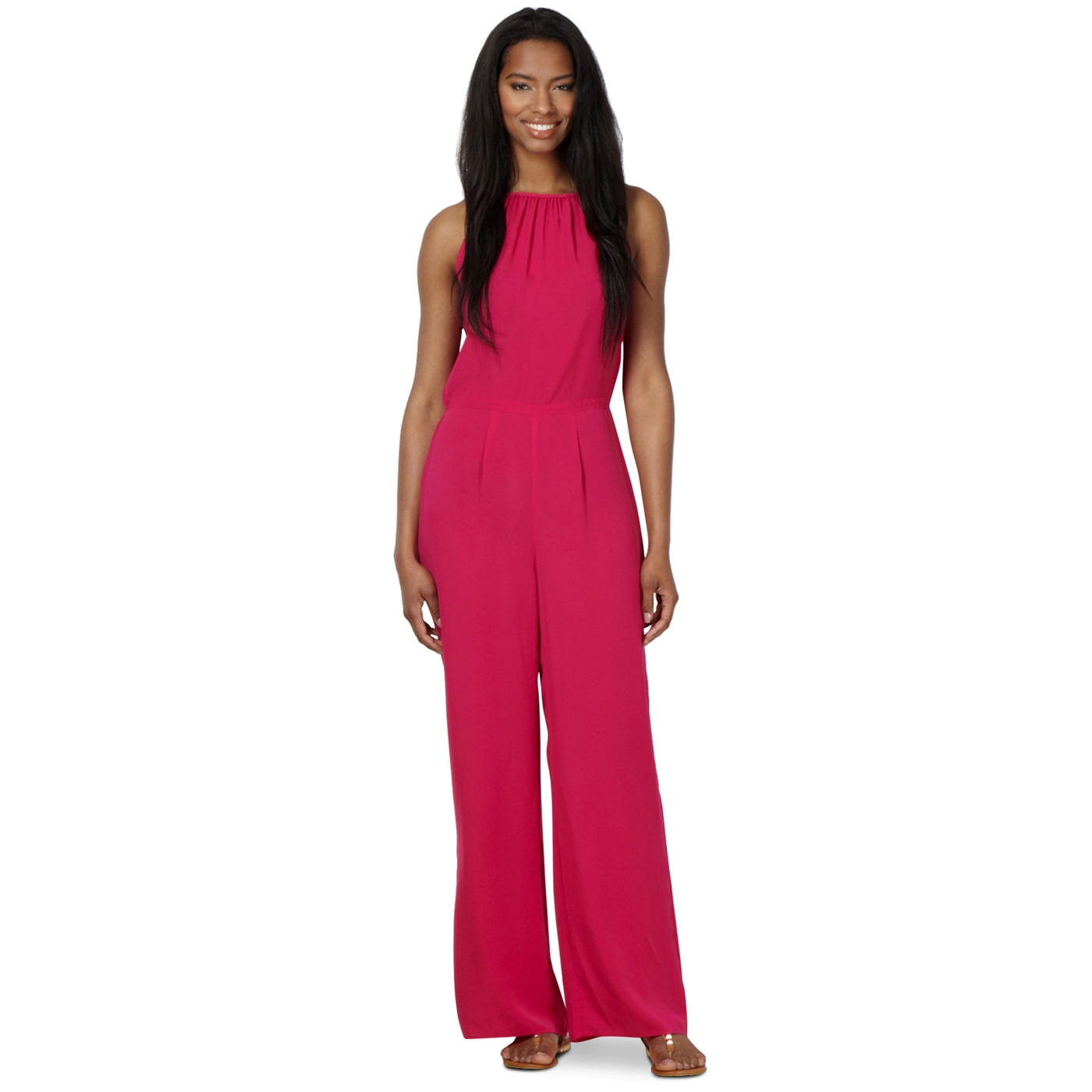 Red Herring Pink cami open back jumpsuit