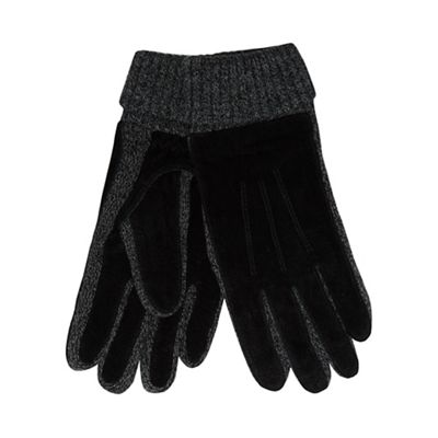 The Collection - Black twisted knot suede gloves