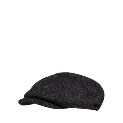 RJR.John Rocha - Black herringbone harris tweed baker boy cap