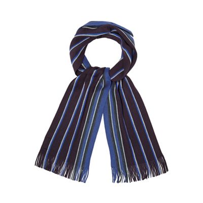 The Collection - Navy wide stripe scarf