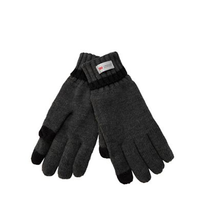 The Collection - Grey heat insulating touch screen knit gloves