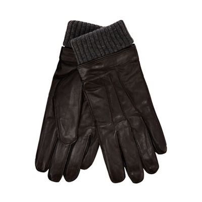 Hammond & Co. by Patrick Grant - Brown ribbed cuff leather gloves