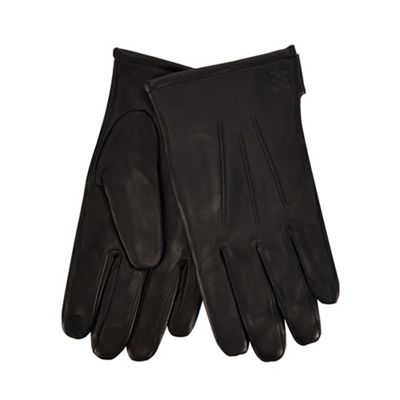 Hammond & Co. by Patrick Grant - Black leather touchscreen gloves