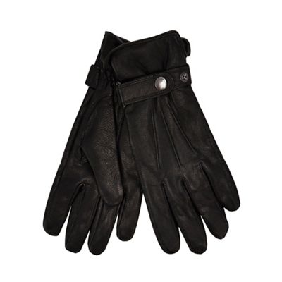 Hammond & Co. by Patrick Grant - Black leather strap gloves