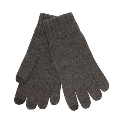 J by Jasper Conran - Grey touch screen Merino wool gloves