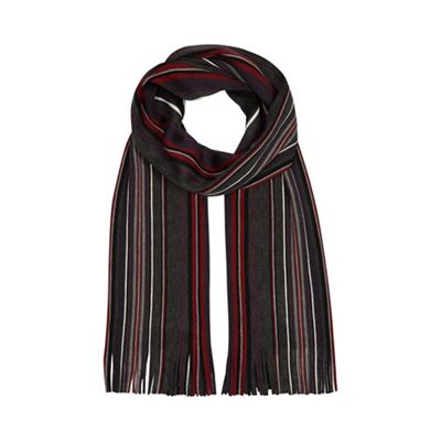 The Collection - Dark red striped scarf