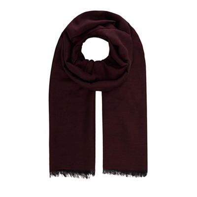 J by Jasper Conran - Wine red wool blend herringbone scarf