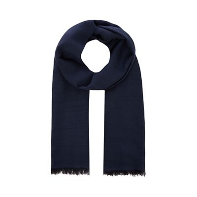 J by Jasper Conran - Navy wool blend herringbone scarf