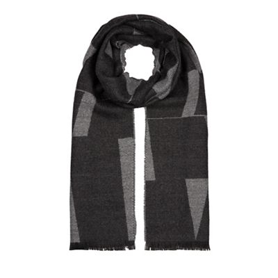 J by Jasper Conran - Grey geometric pattern scarf with wool