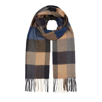Hammond & Co. by Patrick Grant - Tan and navy block checked scarf