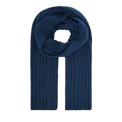 Hammond & Co. by Patrick Grant - Dark turquoise cable knit scarf with wool