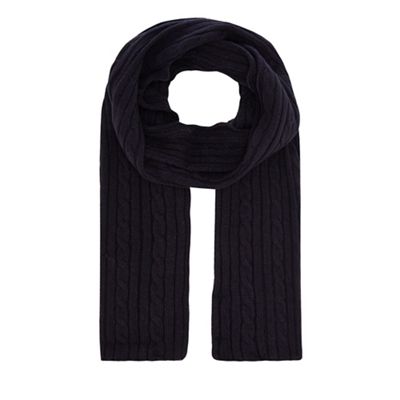 Hammond & Co. by Patrick Grant - Navy cable knit scarf with wool