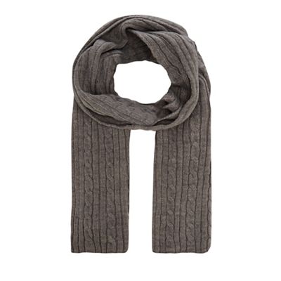 Hammond & Co. by Patrick Grant - Dark grey cable knit scarf with wool