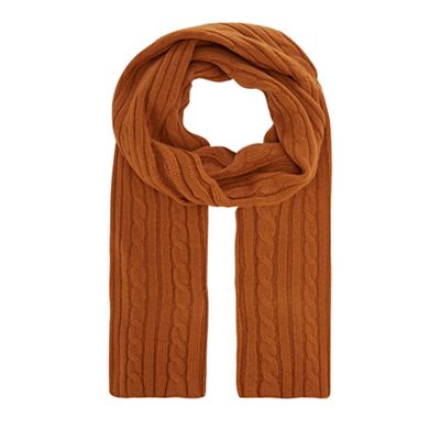 Hammond & Co. by Patrick Grant - Camel cable knit scarf with wool