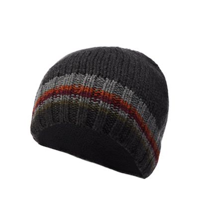 Mantaray - Dark grey striped knit beanie