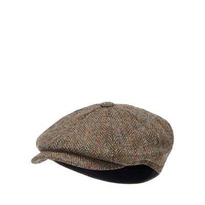Hammond & Co. by Patrick Grant - Green herringbone wool baker boy hat