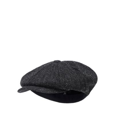 Hammond & Co. by Patrick Grant - Black herringbone wool baker boy hat