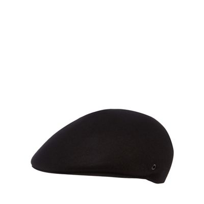 The Collection - Black wool moulded flat cap