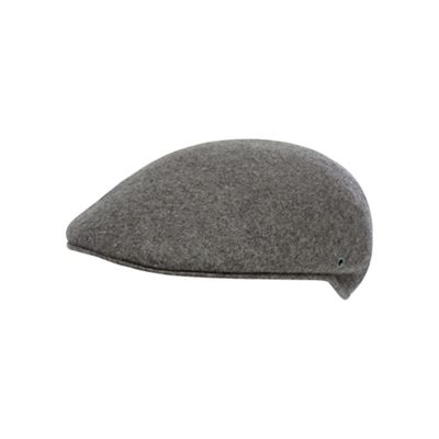 The Collection - Grey wool moulded flat cap