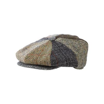 RJR.John Rocha - Khaki patchwork Harris Tweed wool flat cap