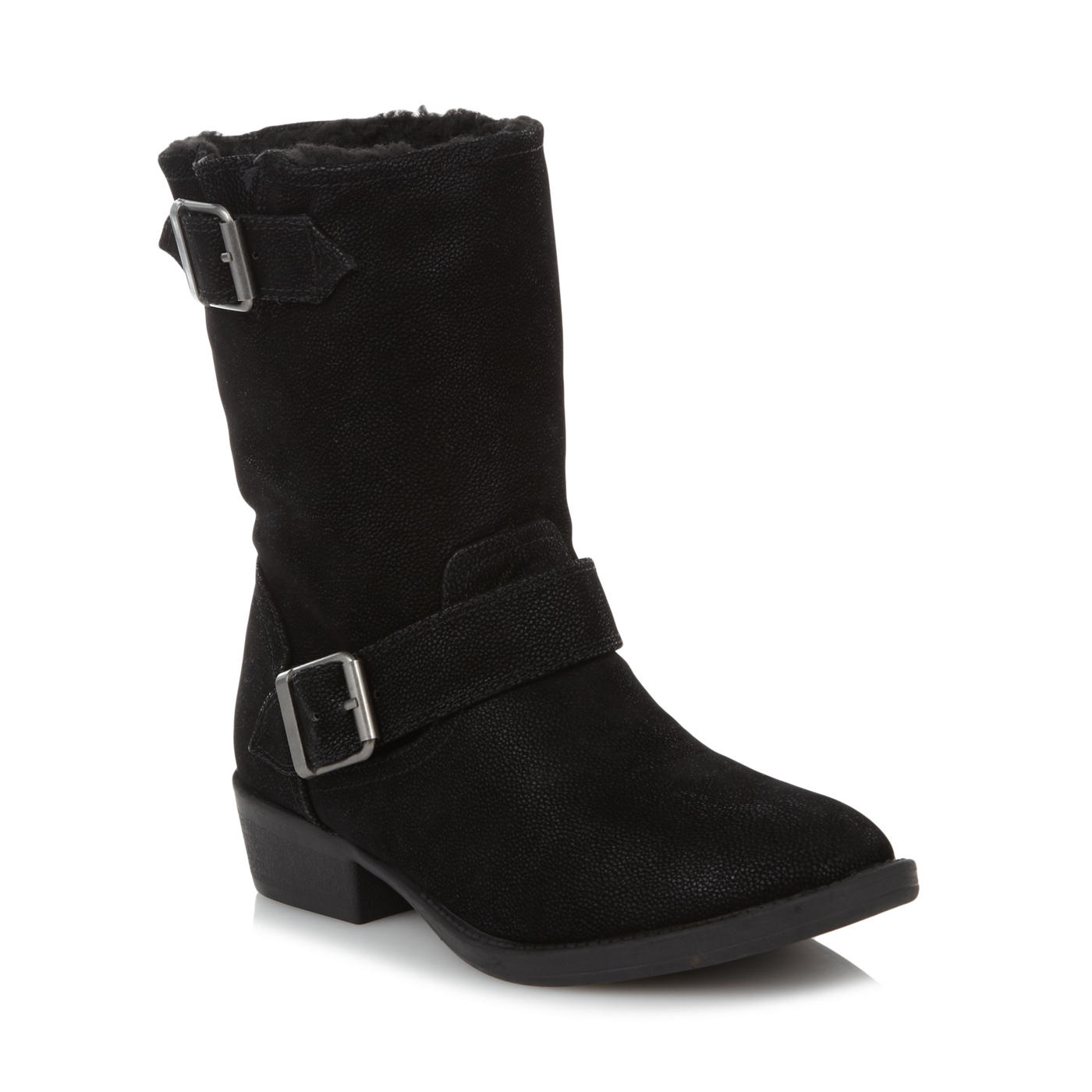 Mantaray Black buckle biker boots